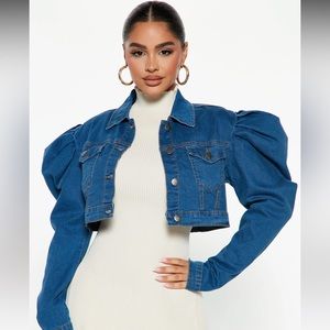 Royalty Stretch Puff Sleeve Denim Jacket